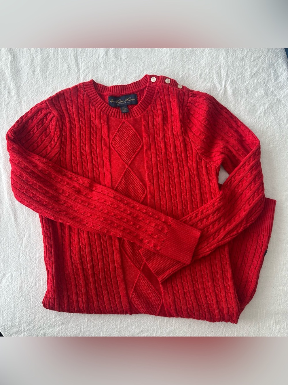 Brooks Brothers Girls 10 Red Cable Knit Cotton Sweater Dress